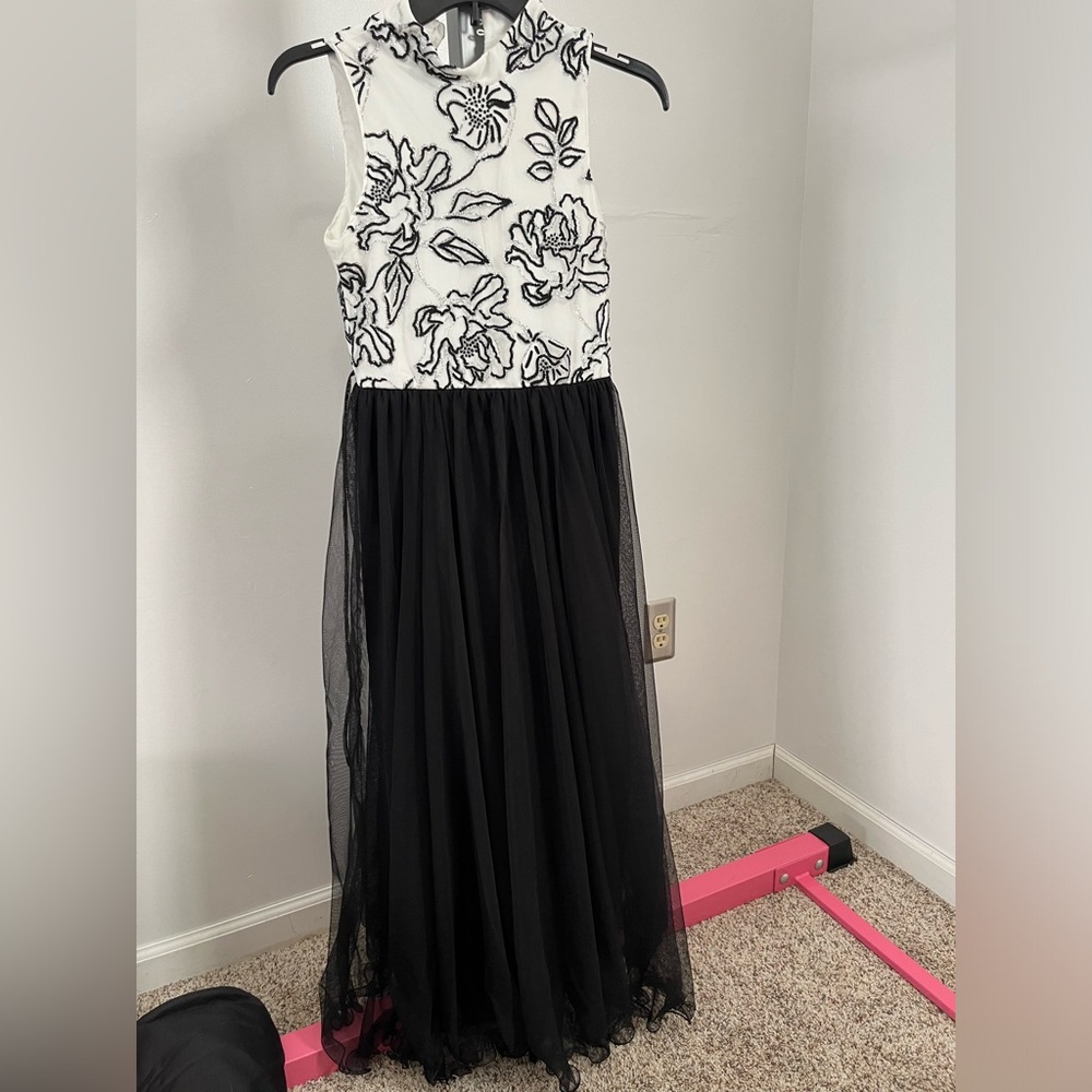 Speechless Kids White and Black Beaded Dress Size 16 girls